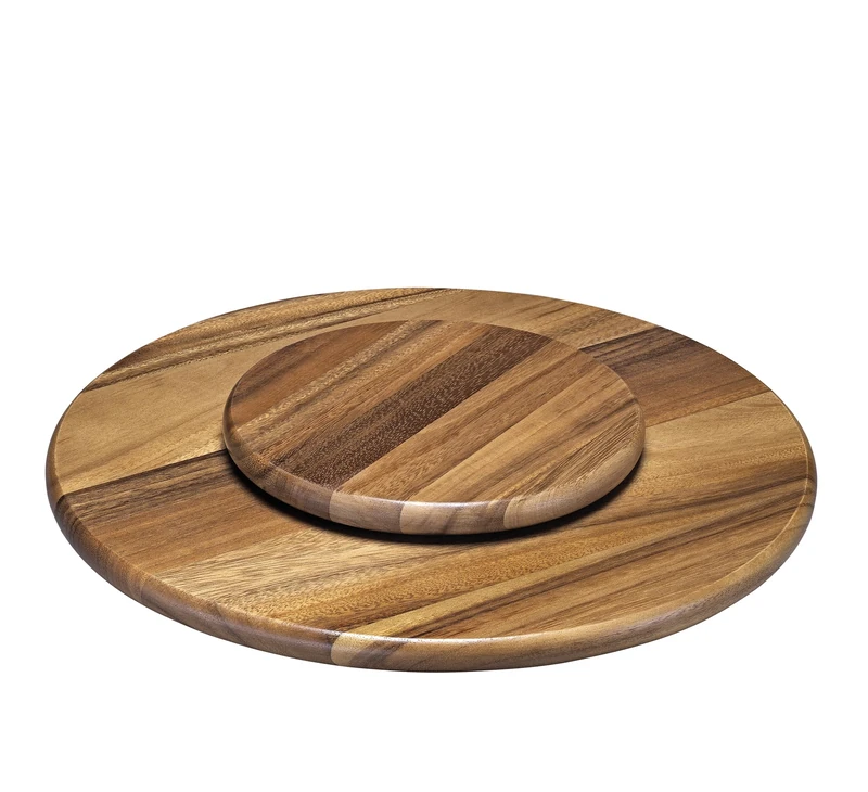 Spring Turntable Fondue, Acacia Wood, Serving Plate for Fondue Pot and Ingredients, Ball Bearings, Base for Stability, Suitable for All Spring Rechauds, Diameter 40.5 cm - Image 1