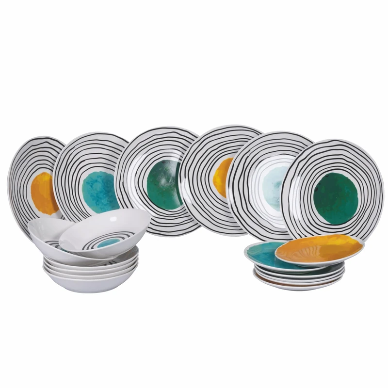 Venice Lido 18-Piece Porcelain Dinner Set with 6 Places in 3 Different Designs