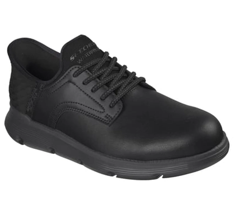 Skechers Men's Garza Carlyn Slip-On Sneakers, Black Leather, 7 UK
