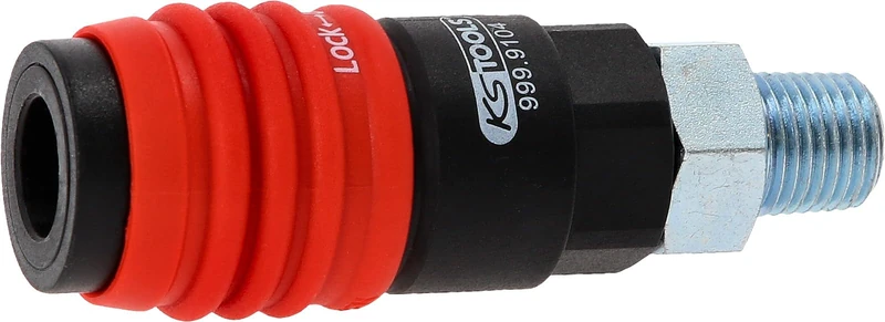 KS Tools 999.9104 3in1 Universal-Druckluft-Sicherheitskupplung mit 1/4" AG Compressed air Safety Coupling