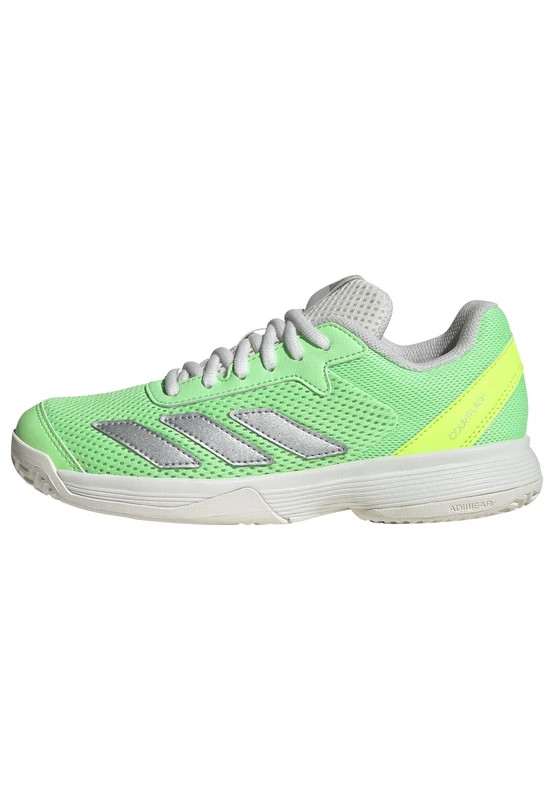 adidas Unisex Kids Courtflash Kids Tennis Shoes, Pure Teal/Silver Metallic/Lucid Lemon, 10.5 UK Child