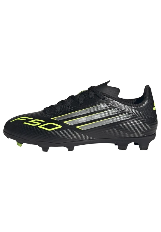 adidas Unisex Kids F50 League Firm Ground/Multi Ground Football Boots Kids, Core Black/Iron Metallic/Lucid Lemon, 1.5 UK