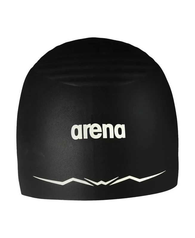 Arena Silicone Racing Swim Cap Men and Women Aquaforce Wave Hydrodynamic Performance Competitive Intensive Swimming Pool Bathing Hat, Black, X-Large