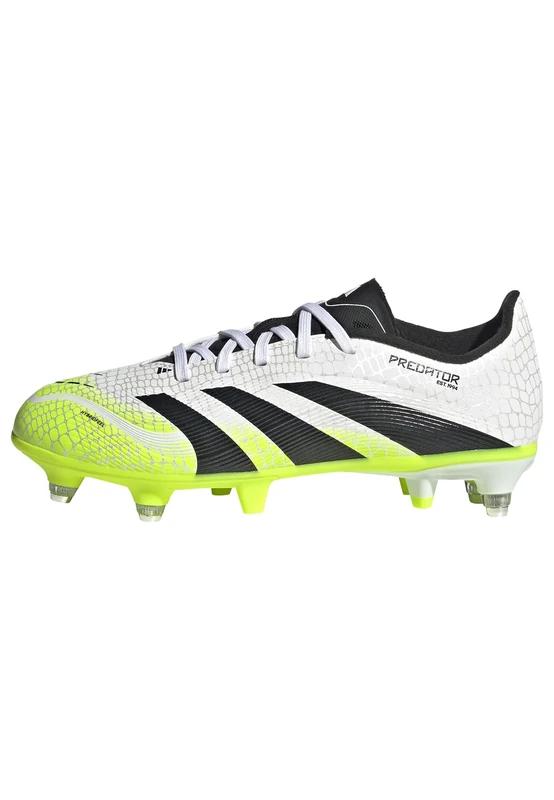 adidas Unisex League Soft Ground Football Boots Kids, Cloud White/Core Black/Lucid Lemon, 12.5 UK Child