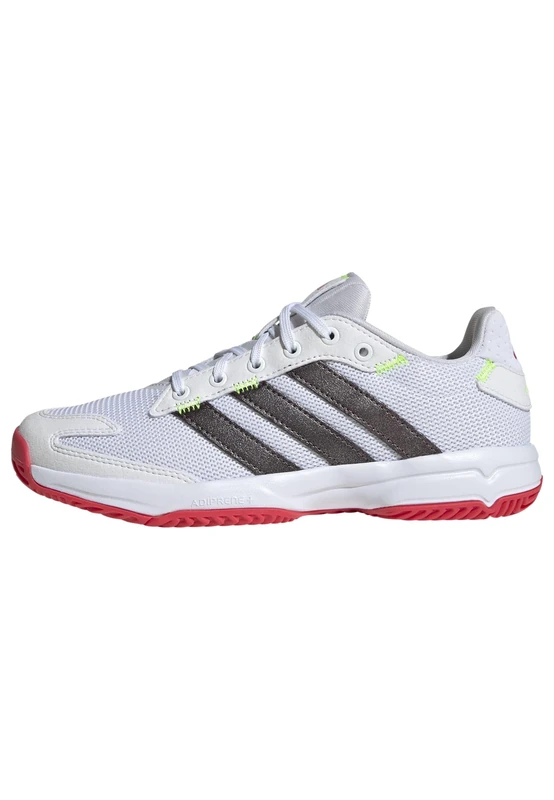 adidas Unisex Kids Stabil Junior Indoor Shoes, FTWR White/Aurora Met./Semi Lucid Red, 1 UK