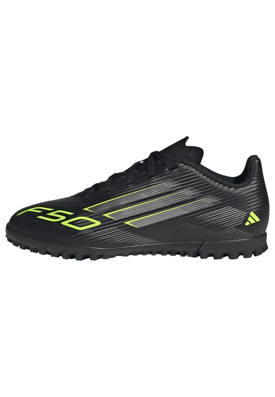 adidas Unisex Kids F50 Club Turf Football Boots Kids, core Black/Iron met./Lucid Lemon, 1.5 UK