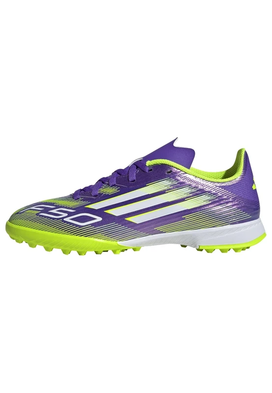 adidas F50 League Turf Football Boots Kids, Purple Rush/Cloud White/Lucid Lemon, 4.5 UK Child