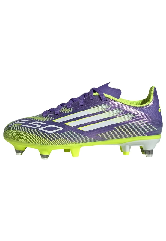 adidas Unisex Kids F50 League Soft Ground Football Boots Kids, Purple Rush/FTWR White/Lucid Lemon, 11.5 UK Child