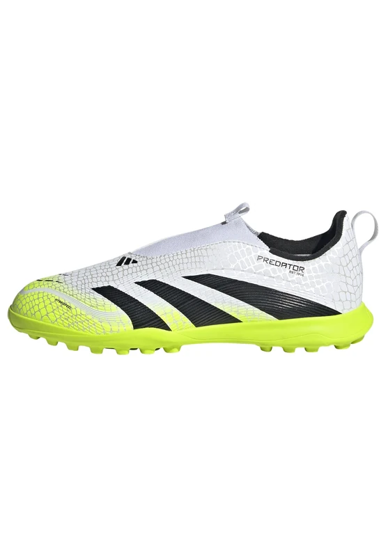 adidas Unisex League Laceless Turf Football Boots Kids, Cloud White/Core Black/Lucid Lemon, 3.5 UK