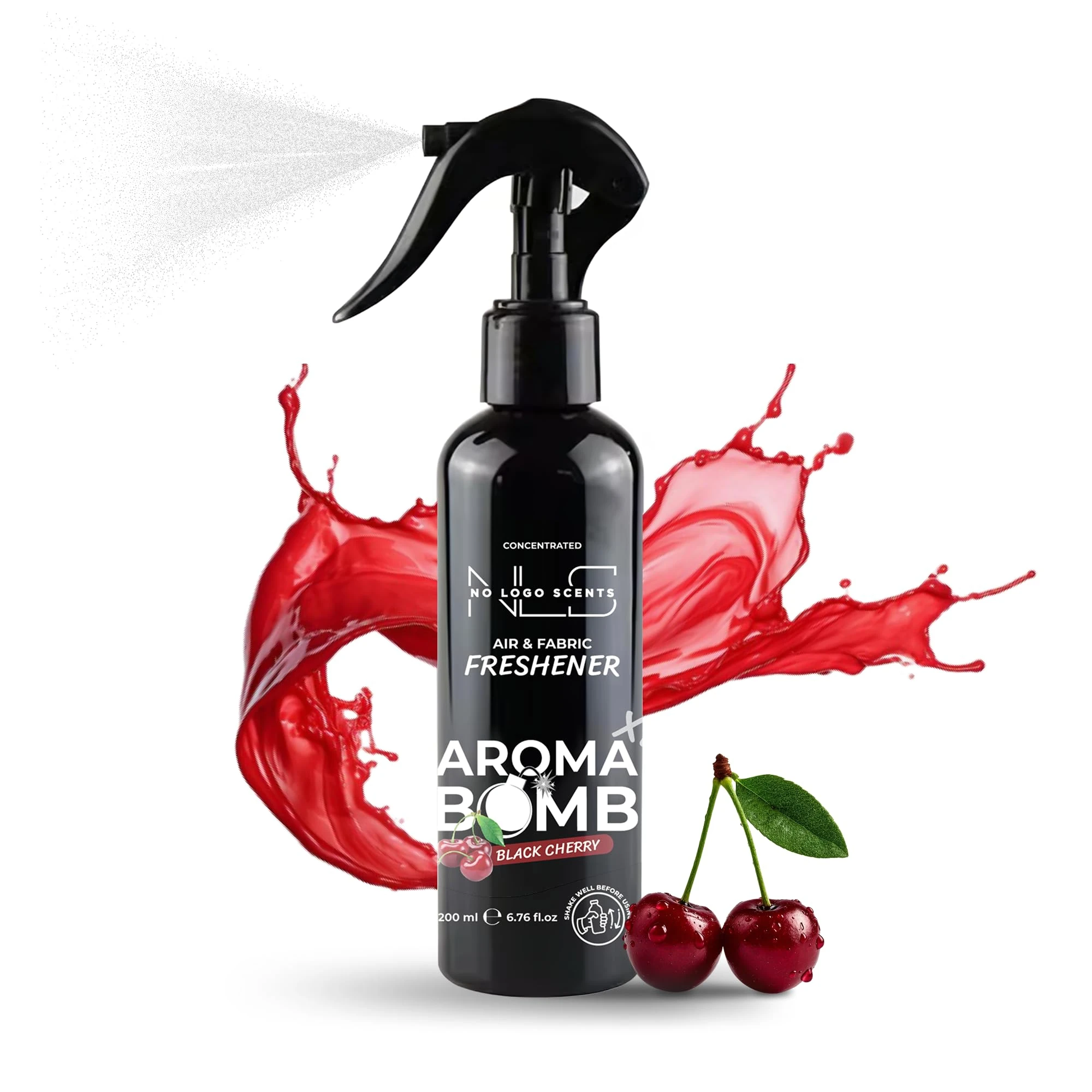 Aroma Bomb Air Freshener Spray 200ML - All - Purpose Odor Remover For Car Interior, Home, And Fabrics | Powerful, Lasting Fresh Scent. (Black Cherry)