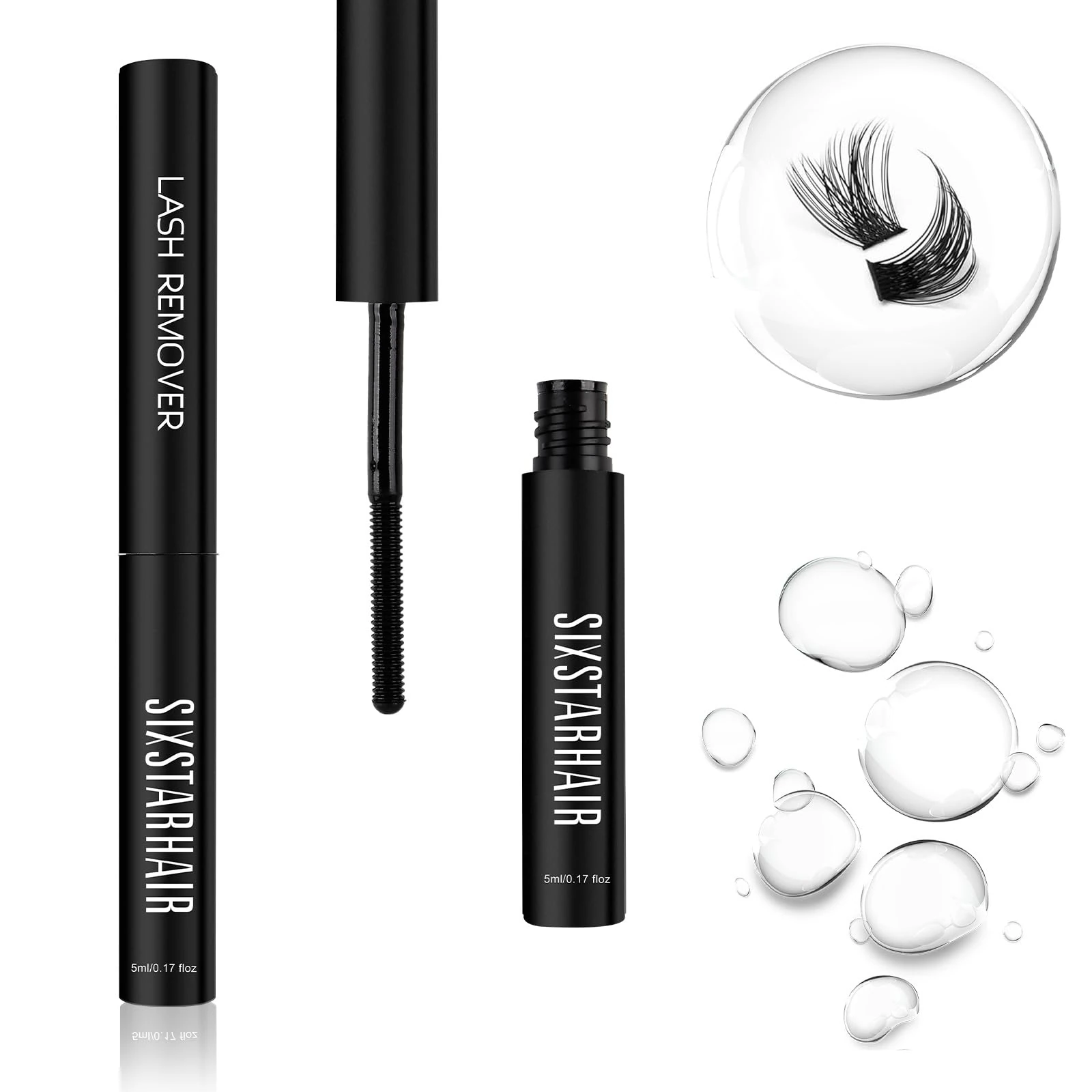 Sixstarhair Eyelash Glue Remover for Lash Clusters 5ml Lash Remover For Extensions Soothing Oil Eyelash Extension Remover Fast Removal Self Use at Home