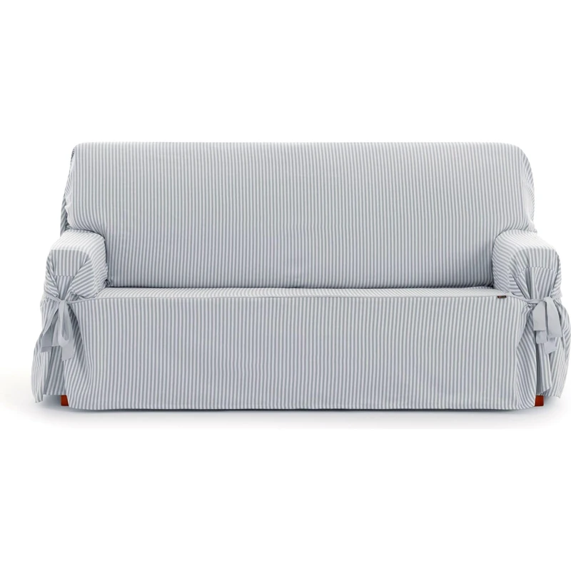 ECOMMERC3 Universal Sofa Cover with Elastic Bands Size 2 Seater – Adjustable Sofa Cover Ecru/Grey, Back, Seat and Arm Protection Easy and Versatile Renovation