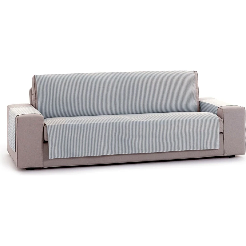 ECOMMERC3 Universal Sofa Cover with Elastic Bands Size 2 Seater – Adjustable Sofa Cover Ecru/Grey, Back, Seat and Arm Protection Easy and Versatile Renovation