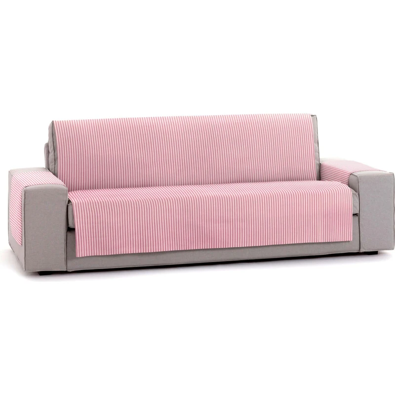 ECOMMERC3 | Universal Sofa Cover with Elastic Bands Size 3 Seater – Adjustable Sofa Cover Ecru/Pink, Protection of Back, Seat and Arms Easy and Versatile Renewal