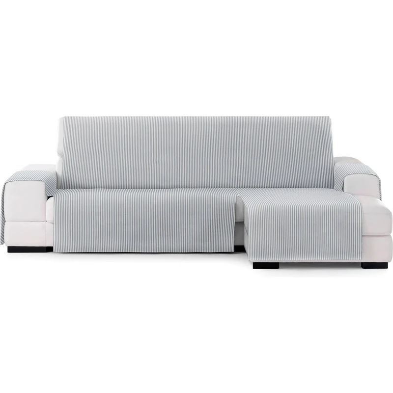 ECOMMERC3 | Chaise Longue Sofa Cover with Elastic Bands for Left/Right Chaise Lounge – Chaise Sofa Cover Ecru/Grey Adjustable and Versatile for Chaise Longue Sofas, Total Protection