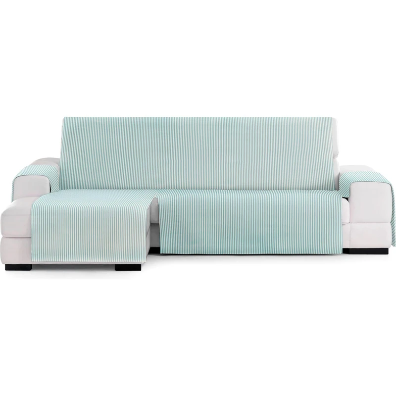 ECOMMERC3 | Chaise Longue Sofa Cover with Elastic Bands for Left/Right Chaise Lounge – Chaise Sofa Cover Ecru/Mint Adjustable and Versatile for Chaise Longue Sofas, Total Protection