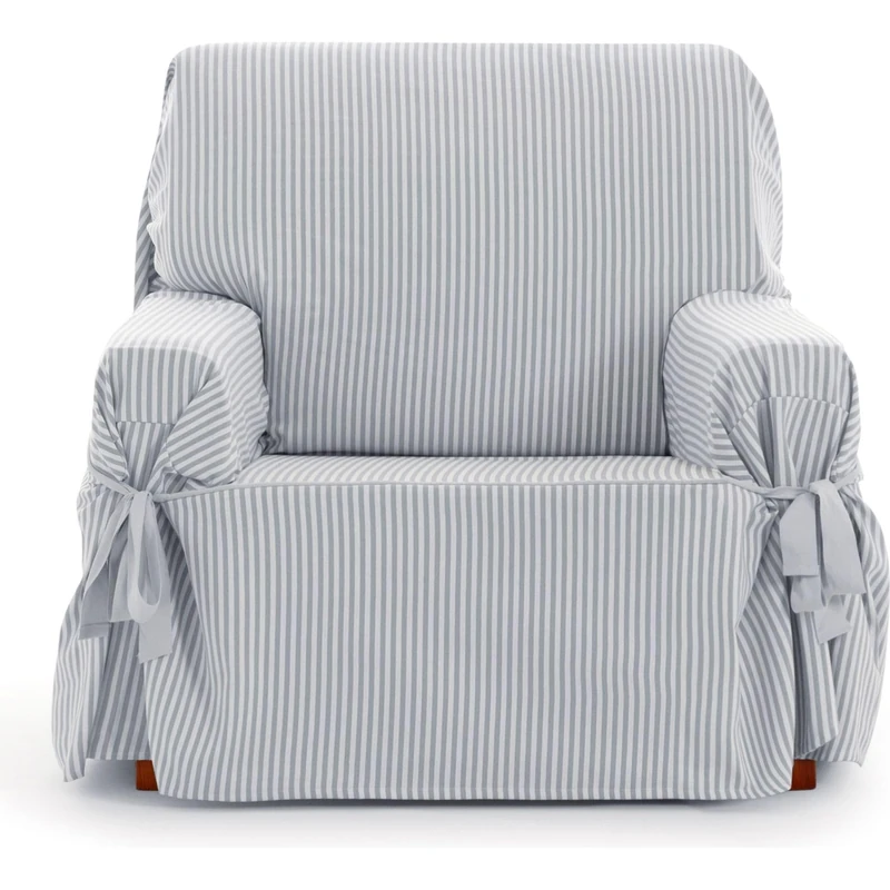 ECOMMERC3 Universal Sofa Cover with Elastic Bands Size 1 Seater – Adjustable Sofa Cover Ecru/Grey, Back, Seat and Arm Protection Easy and Versatile Renovation