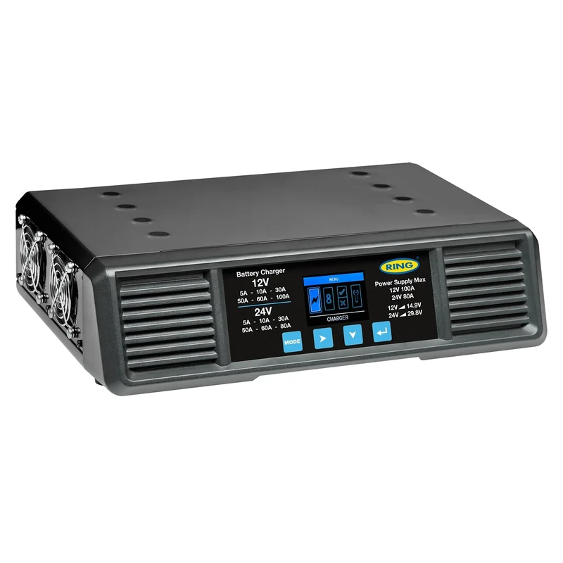 RING 100A Battery Support Smart Charge Pro - For Workshop & Showroom Use: Rapid Recharge in Minutes