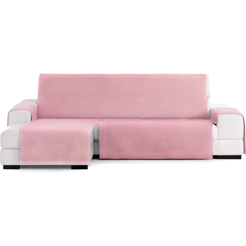 ECOMMERC3 | Chaise Longue Sofa Cover with Elastic Bands for Left/Right Chaise Lounge – Chaise Sofa Cover Ecru/Pink Adjustable and Versatile for Chaise Longue Sofas, Total Protection