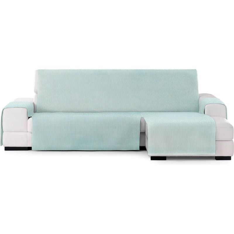 ECOMMERC3 | Chaise Longue Sofa Cover with Elastic Bands for Left/Right Chaise Lounge – Chaise Sofa Cover Ecru/Mint Adjustable and Versatile for Chaise Longue Sofas, Total Protection