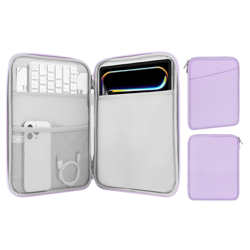 MoKo 9-11 Inch Tablet Sleeve Case,Fits iPad Air 5/4th 10.9,iPad Pro 11 M2 2022-2018,iPad 10th 10.9 2022,Galaxy Tab S9 11,Tab S8/A8/A7 2022,Protective Bag Carrying Case with Pocket, Lilac