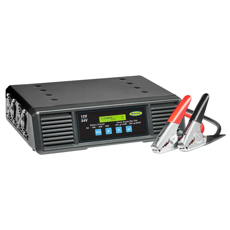 RING 50A Battery Support Smart Charge Pro - For Workshop & Showroom Use: Rapid Recharge in Minutes