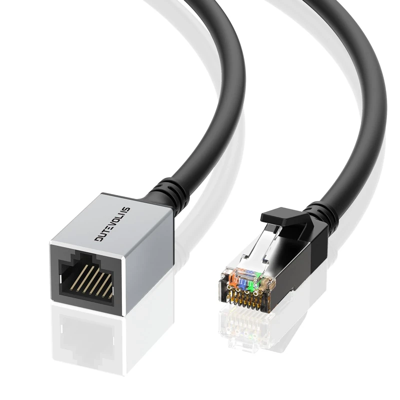 Dutevolns Cat 6 Ethernet Extension Cable 1M, Network Male to Female Connector Adapter, RJ45 Extender Cable,Gigabit LAN Lead for MC,PC,Router and Laptop