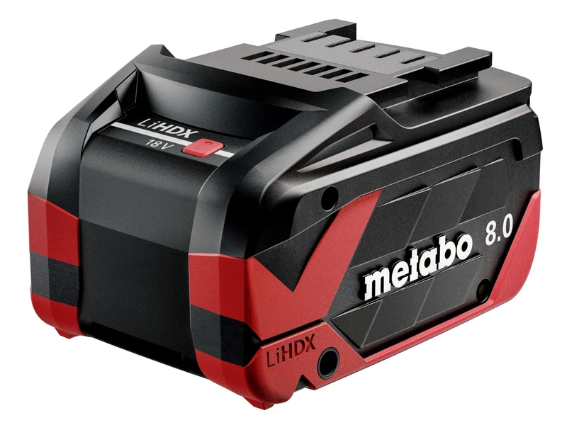 metabo LiHDX Battery Pack 18 V 8.0 Ah - High Performance Battery with Tabless Technology, Long Runtime, Fast Charging - Compatible with 18 V CAS Devices - Ideal for Extreme Applications