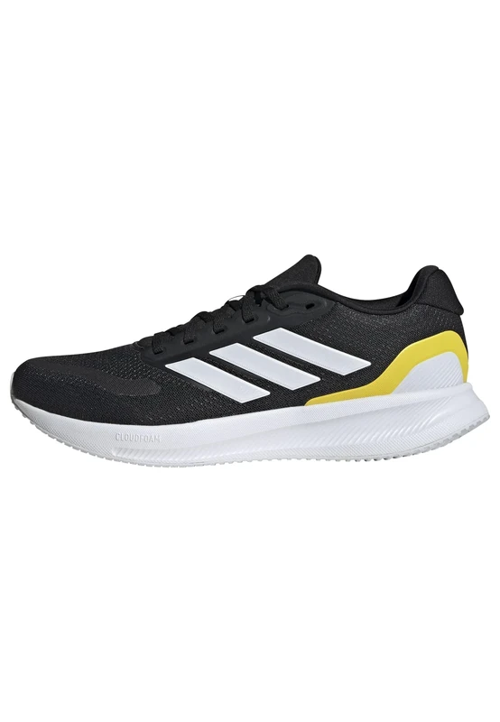adidas Men's RUNFALCON 5 Running Shoes, Core Black/Cloud White/Yellow, 11 UK