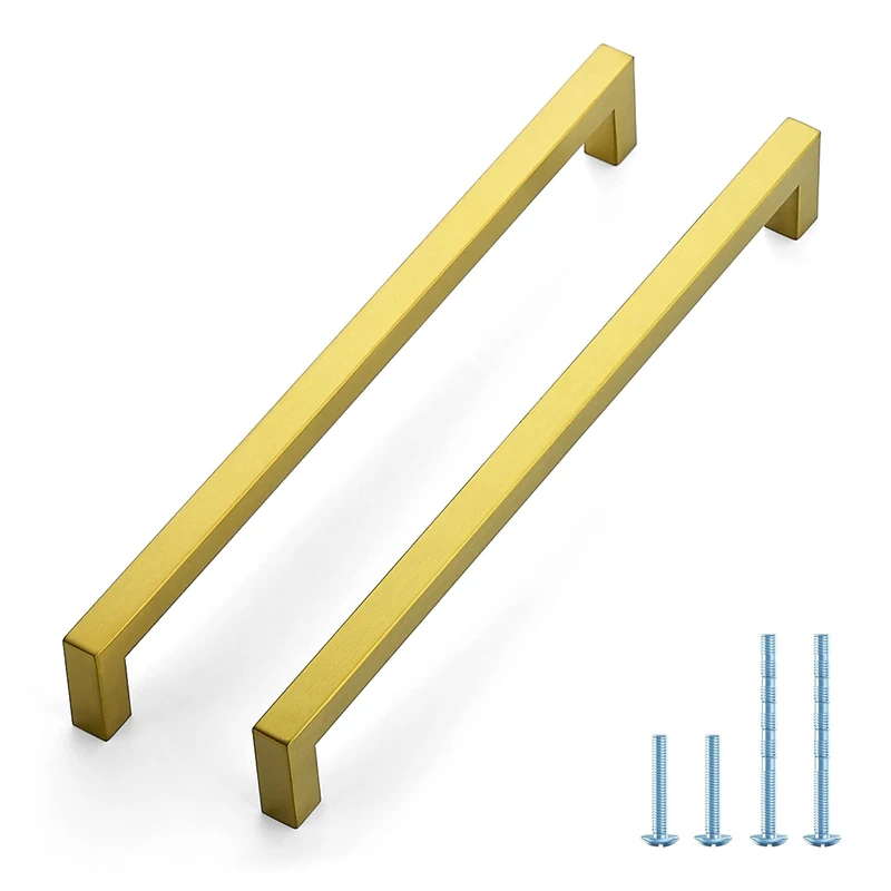 Joy Decor 40 Pack Cabinet Handles, Gold Cabinet Pulls, 10 Inch Kitchen Handles Square Drawer Pulls Stainless Steel Drawer Hardware Handles, 256mm Hole Centers