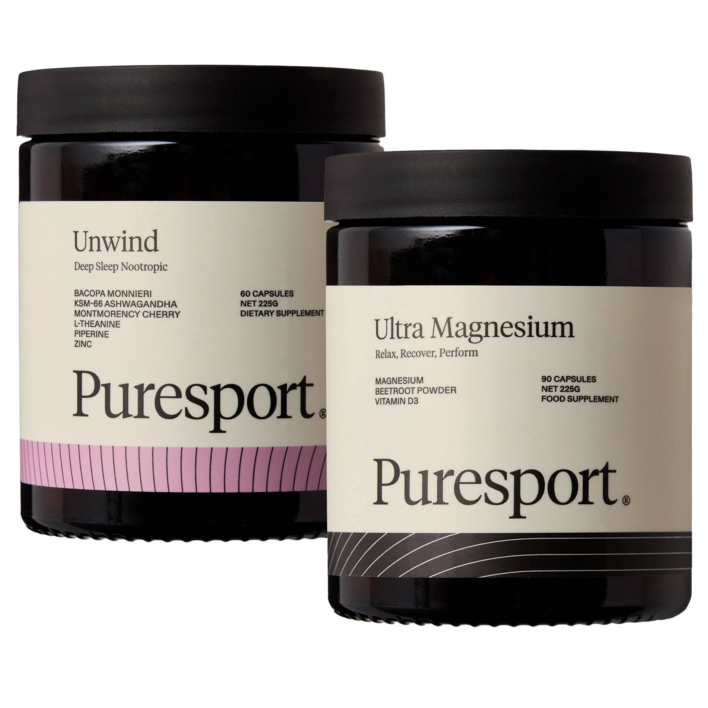 Puresport Ultimate Sleep Bundle | 1 x Ultra Magnesium (90 Capsules) & 1 x Unwind Nootropic (60 Capsules) | Improved Sleep Quality | Reduced Stress | Optimised Cognitive Performance | Supports Recovery