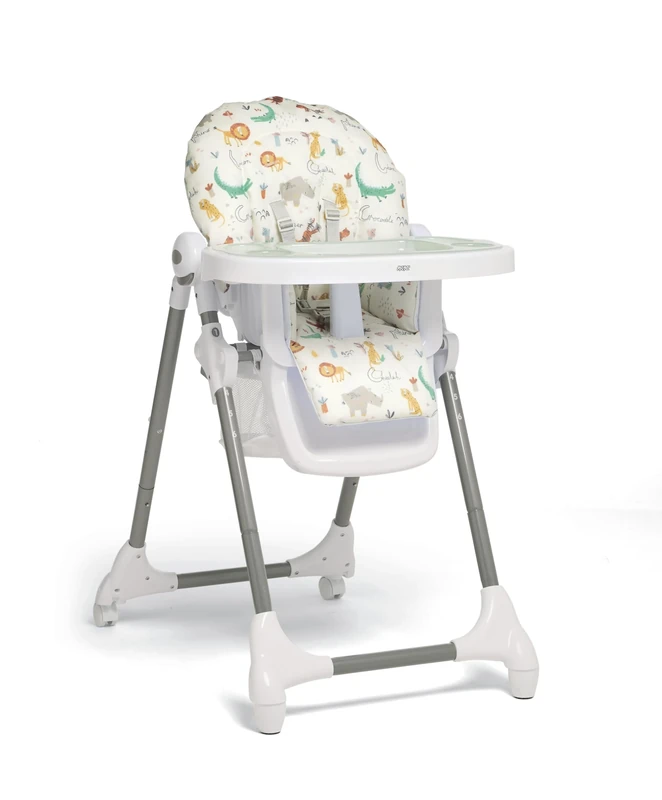 Mamas & Papas Snax, Adjustable Highchair, Reclines, Foldable, Removable Tray, Jungle Alphabet