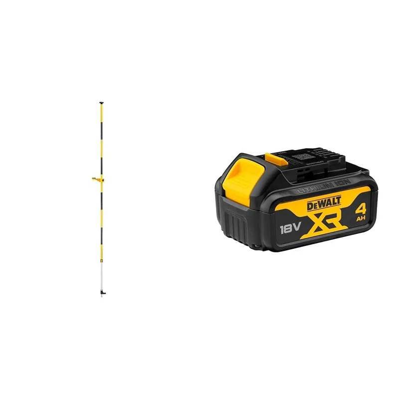 DeWalt DE0882-XJ 1/4-inch Floor to Ceiling Laser Pole, Yellow + DEWALT Battery