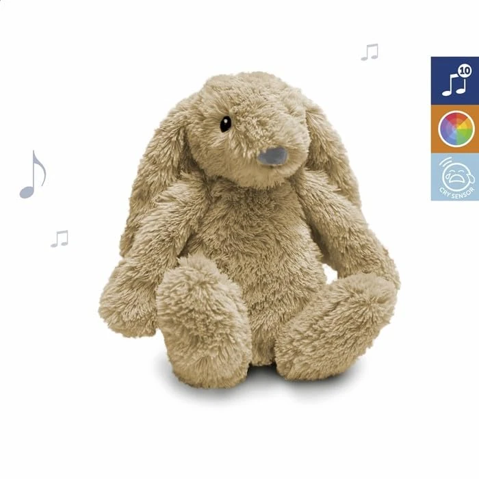 ZAZU - Ro The Rabbit Baby Sleep Aid with Rechargeable Battery - Multi-Colour Night Light & Soothing Sounds, Wine Sensor, Auto Shut-Off and USB-C Charging Cable (Beige)