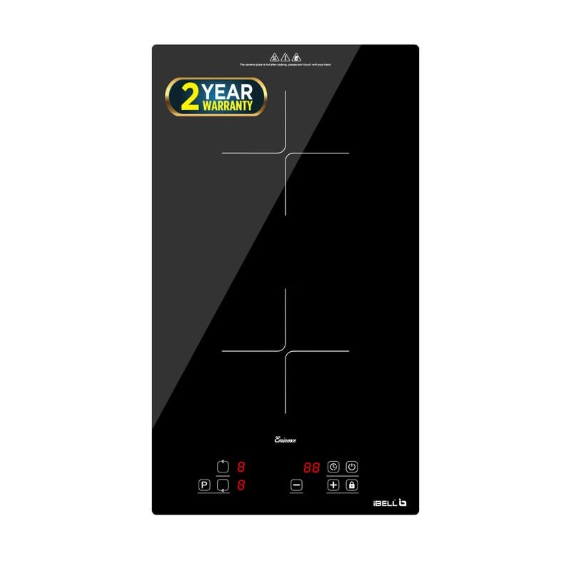 iBELL EMINENCE02 Induction Hob, Electric, 4000W, with 2 Heating Zones, Toughen Glass and Touch Controls (Black)