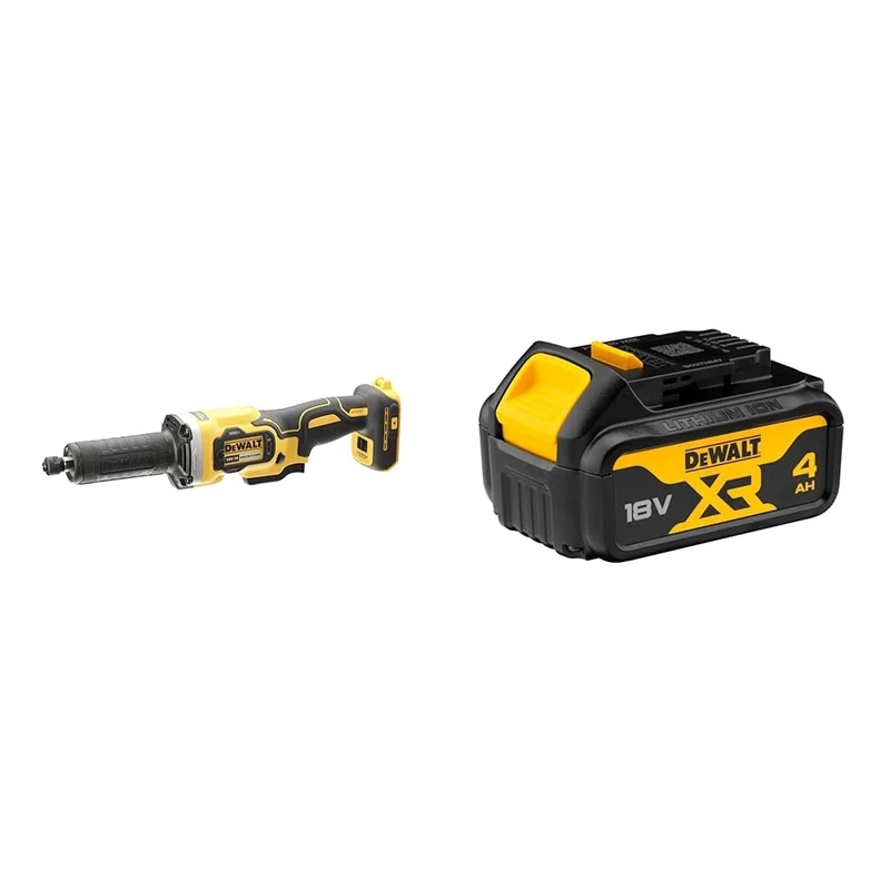 DEWALT DCG426N-XJ DCG426N-XJ-Amoladora recta escobillas XR 18V sin cargador/batería, 18 V, Yellow/Black, 125mm + DEWALT Battery