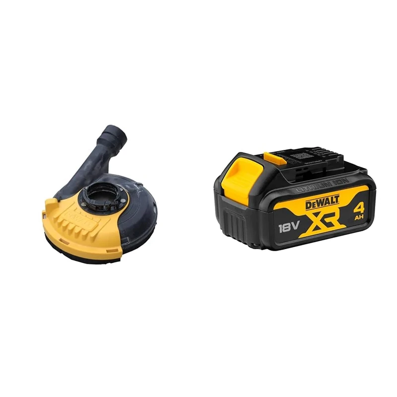 DEWALT DWE46150-XJ Polishing Housing with Suction - for DEWALT 115-125 mm Grinder - Tool-Free Attachment - Compatible with AIRLOCK System, Black + DEWALT Battery