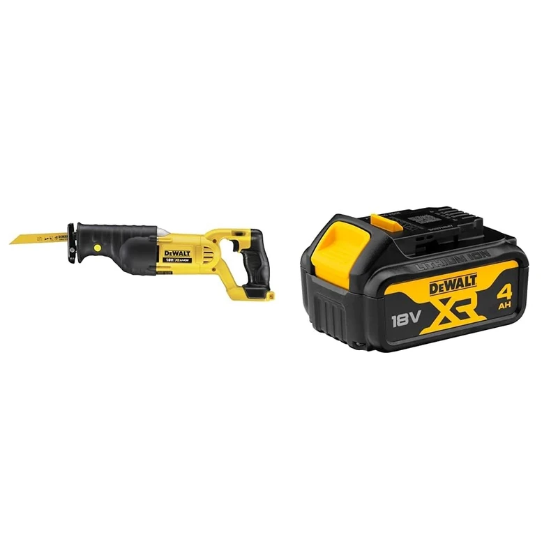 DEWALT DCS380N-XJ 18V XR Lithium-Ion Body Only Reciprocating Saw, Yellow/Black, 9.8 cm*46.8 cm*15.0 cm + DEWALT Battery