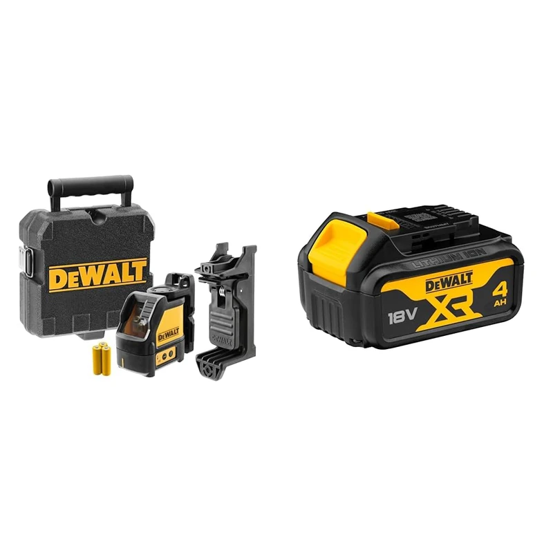 DEWALT DW088K-XJ Self Levelling Cross Line Red Laser + DEWALT Battery