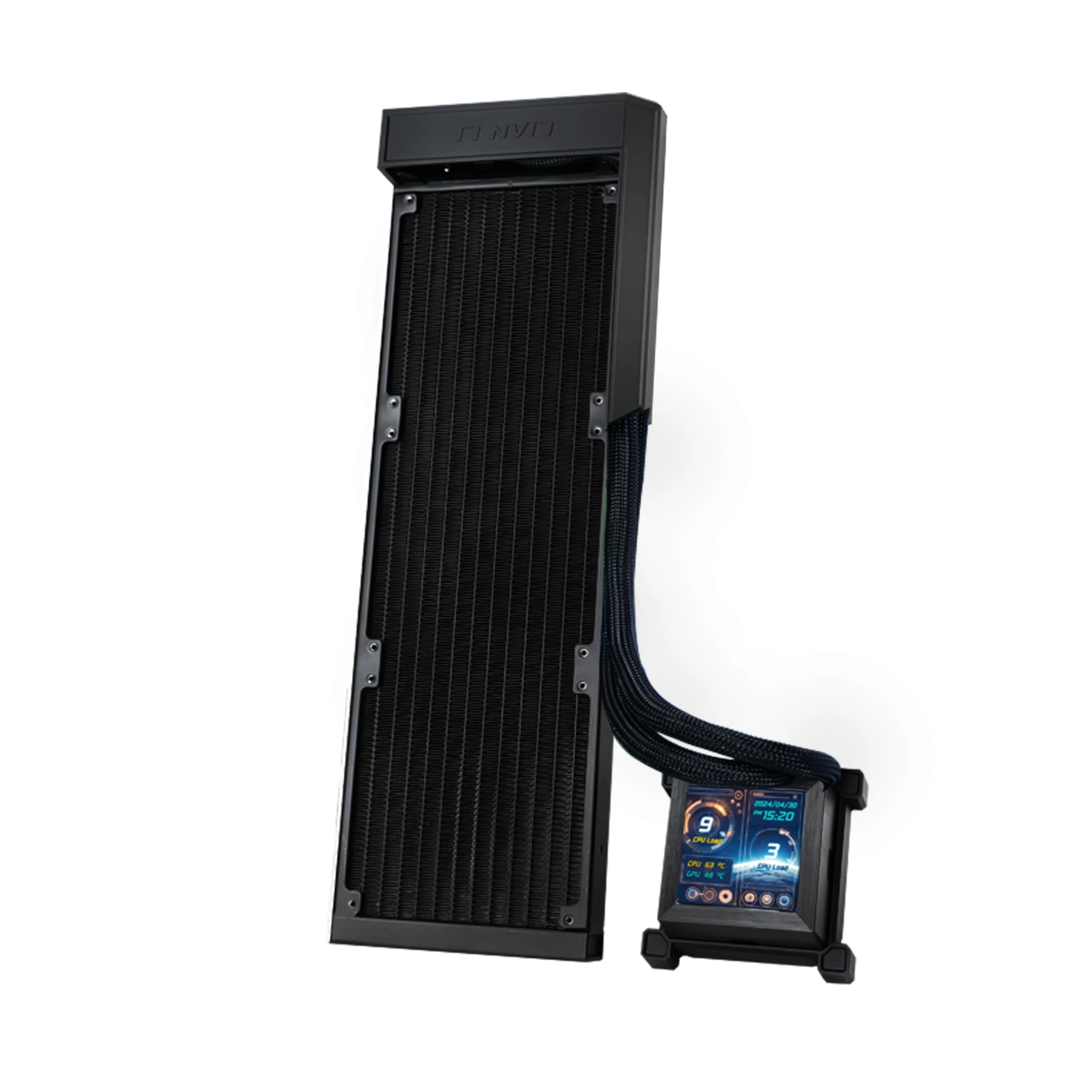 Lian Li HYDROSHIFT LCD 360 Liquid Cooler - Flexible Side-Mounted Coolant Pathway, 2.88” LCD Screen - 480 x 480 Resolution - Captured Screenshots or Recorded Videos - Black (HSLCD36NB)