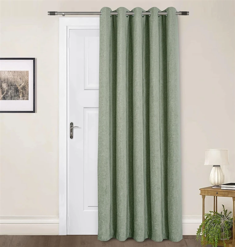 Sundour Amberley Eyelet Ring Top Door Curtain Thermally Lined Curtains Sage Green 66x84
