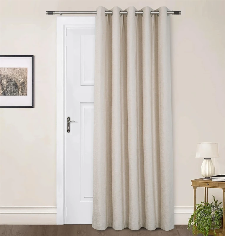 Sundour Amberley Eyelet Ring Top Door Curtain Thermally Lined Curtains Natural 66x84