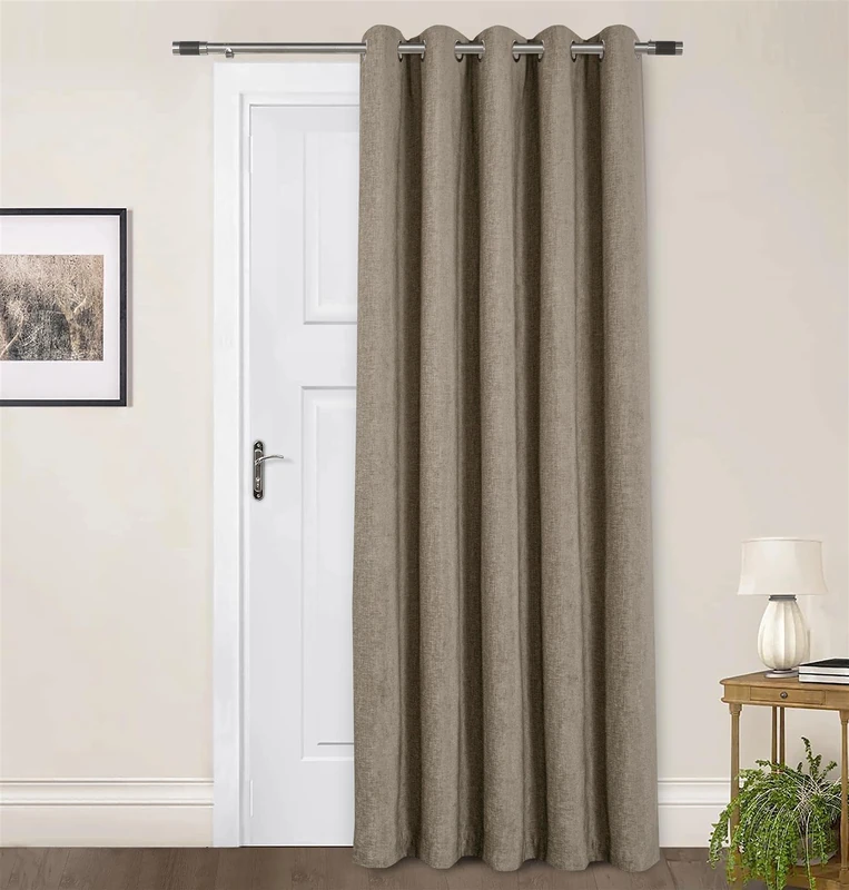 Sundour Amberley Eyelet Ring Top Door Curtain Thermally Lined Curtains Earth 66x84