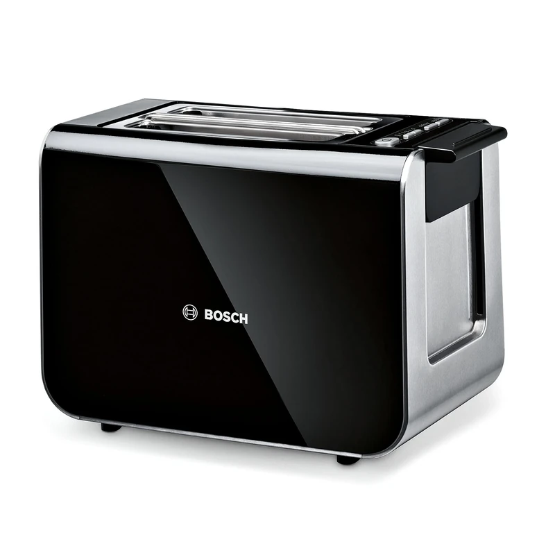 Bosch Styline Compact TAT8613NGB 2 Slot Stainless Steel Toaster with 9 browning levels including defrost and reheat - Black