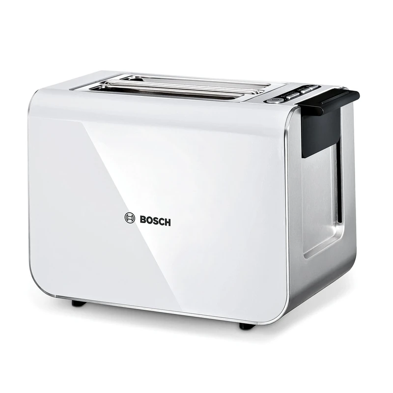 Bosch Styline Compact TAT8611NGB 2 Slot Stainless Steel Toaster with 9 browning levels including defrost and reheat - White