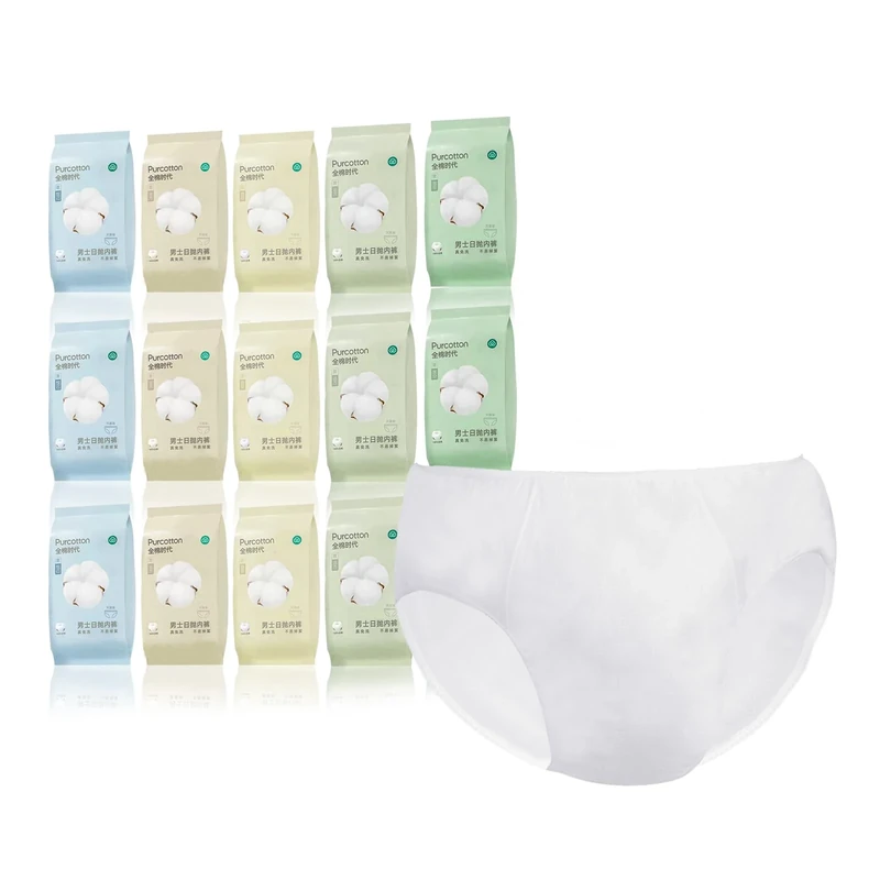 Purcotton Disposable Underwear for Men, 100% Cotton Men's Briefs Pants, Individually Wrapped Panties, Breathable and Soft Underpants, Ideal for Travel, Camping, Spa, Hospital Stays, Post Surgery - Image 1