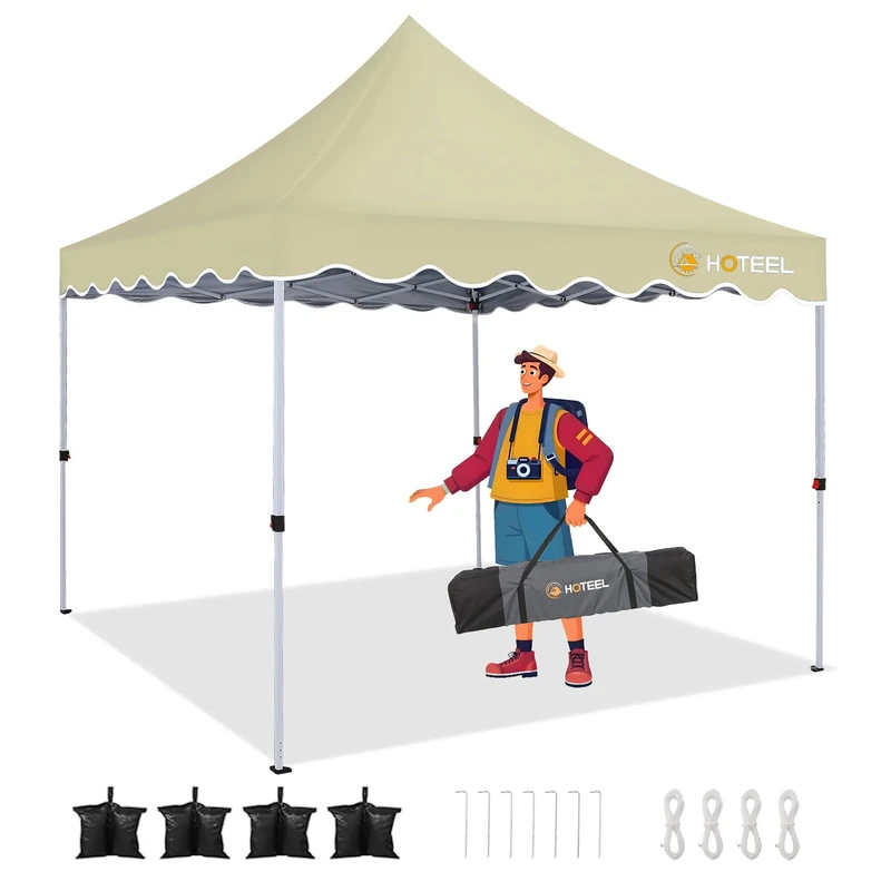 HOTEEL Gazebo 3m x 3m, Uv 50+ And Waterproof Gazebo, Wavy Edge Roof, Thickened Frame, Easy To Carry For,Commercial, Beaches, Parties, Patio - Image 1