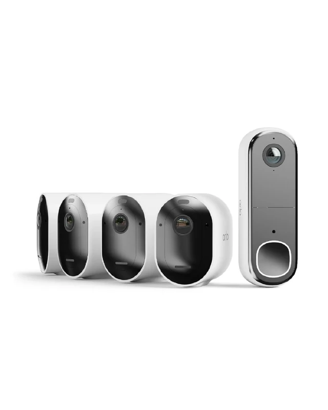 Arlo Pro 5 Full Home Security Kit, 2K Security Camera Wireless & HD Video Doorbell. Battery Operated Home Outdoor Cameras With Advanced Colour Night Vision, Secure Free Trial, 5 Cameras, White
