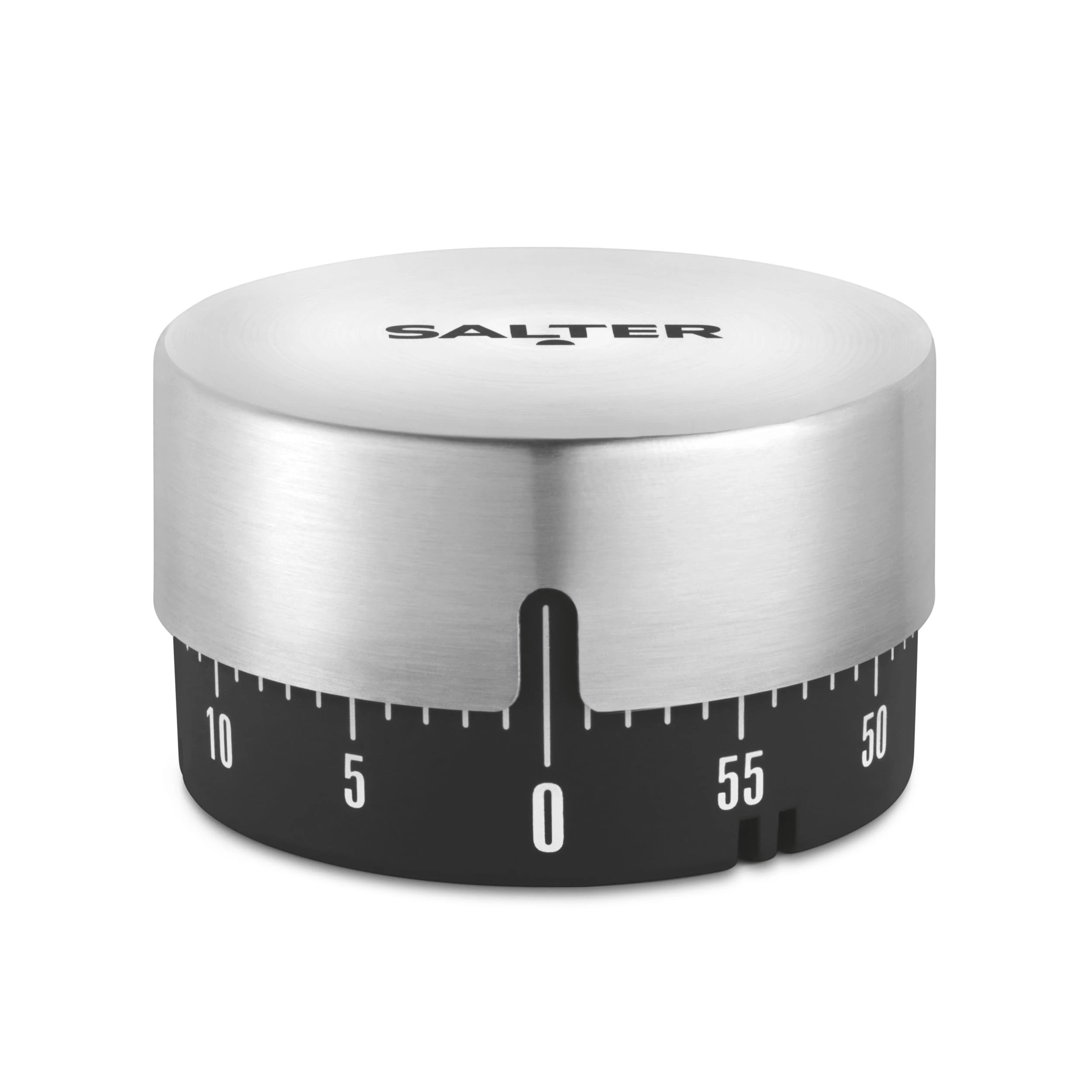 Salter Mechanical Kitchen Timer – 60- Minute Countdown Makers, Twist To Set, Loud Alarm, No Batteries Needed, Stainless Steel, Perfect for Baking & Cooking