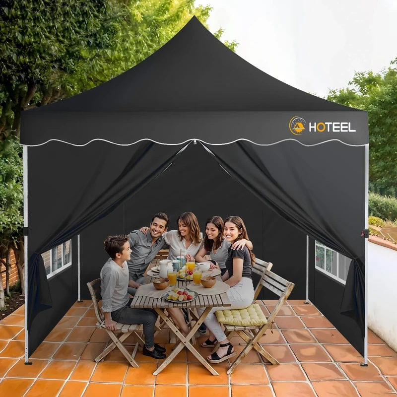 HOTEEL Gazebo With Sides 3m x 3m, Uv 50+ And Waterproof Gazebo, Wavy edge roof, Thickened Frame, Easy To Carry For Commercial, Beaches, Parties, Patio